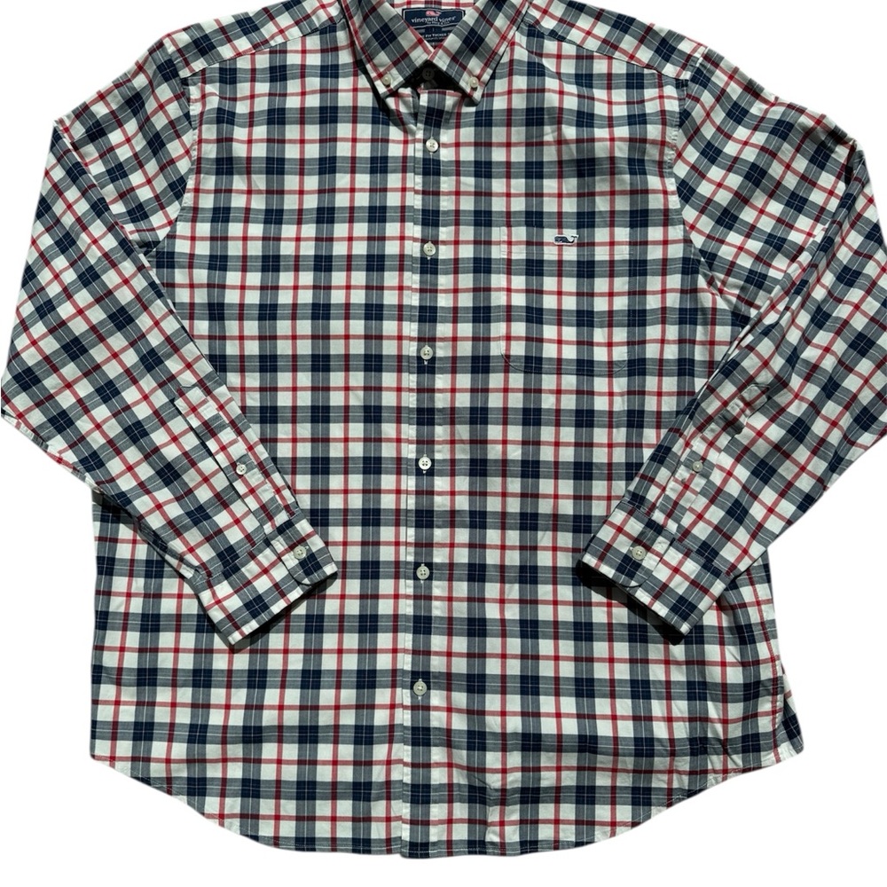 Vineyard Vines Classic Fit Red Gingham Button Down Tucker Shirt Mens XL Oxford
